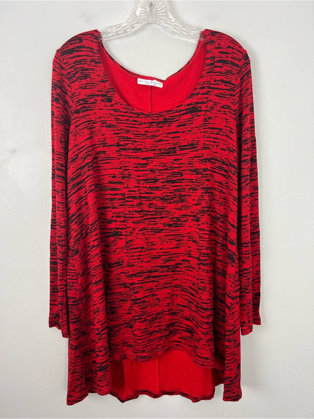 Bryn Walker Space Dye Knit Scoop Neck Women's Top Tunic Hi Low